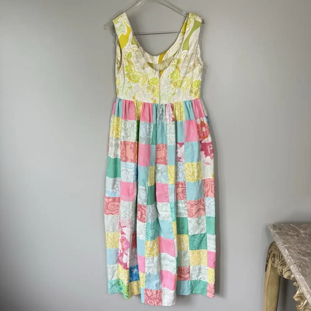 VTG Handmade Long Dress Womens XS/S Sleeveless Maxi Patchwork Cottagecore READ